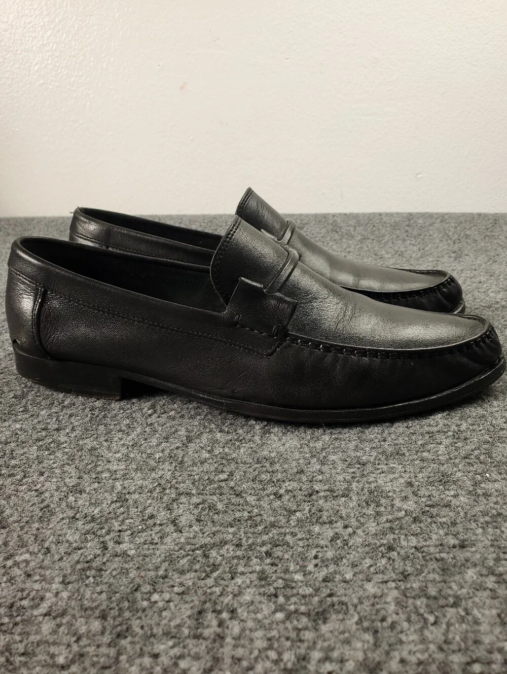 Bruno Magli Tabarro Penny Loafers Mens 9.5M Slip On Dress Shoes Black Leather
